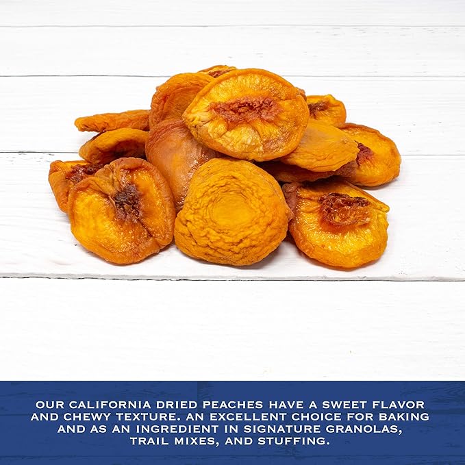 Traina Home Grown California Extra Fancy Sun Dried Peach Halves - Healthy, No Sugar Added, Non GMO