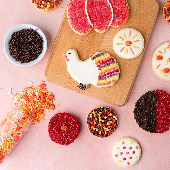 Sweets Indeed Sprinkles, Fall Sprinkles, Leaf Shapes, 4 pack, 11.57 ounces, Edible Sprinkle Mix