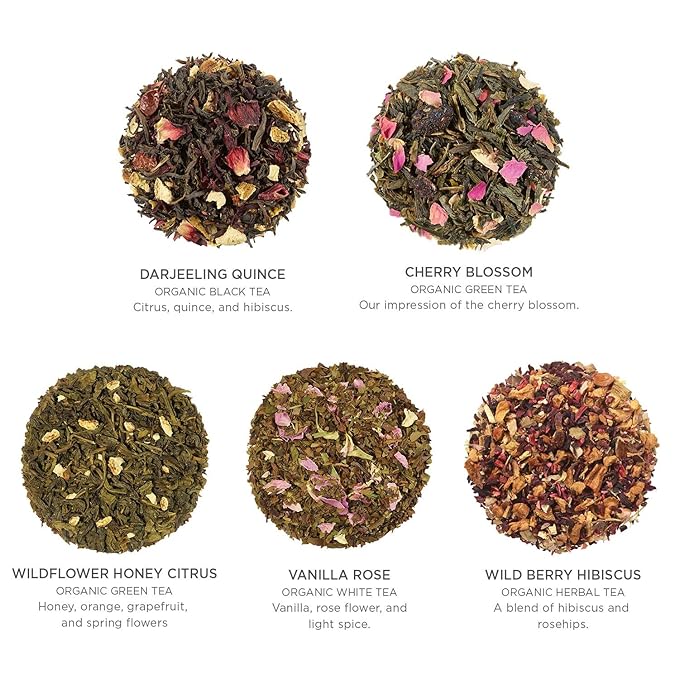 Tea Forte Soleil Petite Presentation Box Tea Gift Set Sampler, 10 Count, 2 of Each Variety