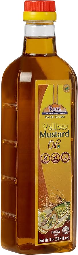 Rani Yellow Mustard Oil (Kachi Ghani) 33.8 Ounce (1 Liter) NON-GMO | Gluten Free | Vegan | 100%