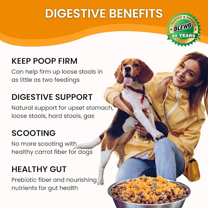 Olewo Original Carrots for Dogs ??Fiber for Perfect Poop, Dehydrated Dog Food Toppers for Picky