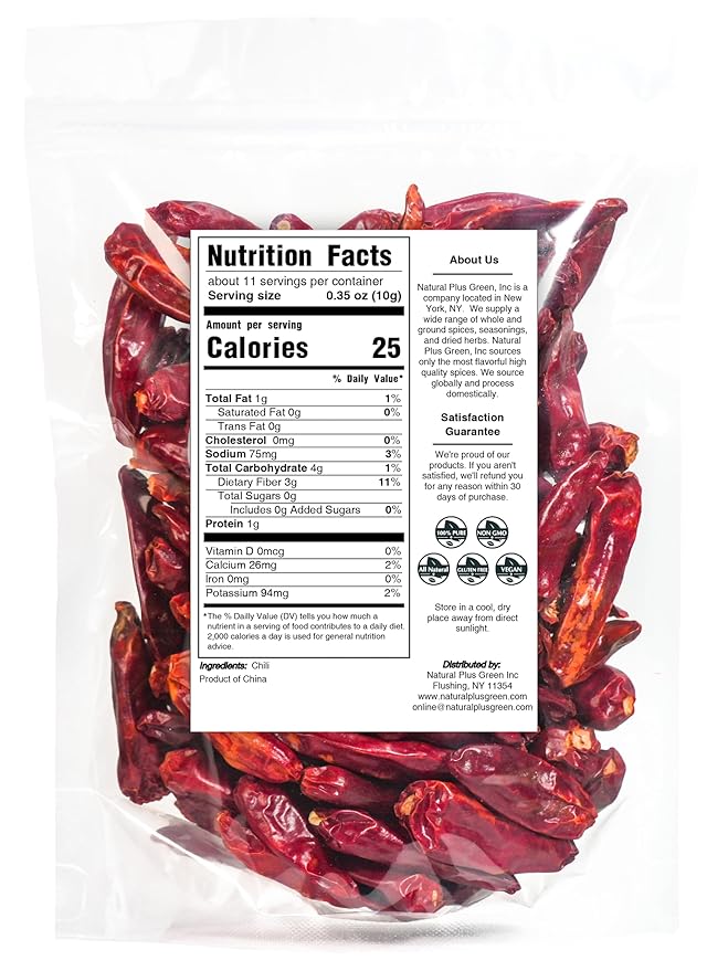 Natruen Whole Dry Szechuan Chinese Red Chili Pods 4 Oz, Mild, Facing Heaven Chili, Spicy Sichuan