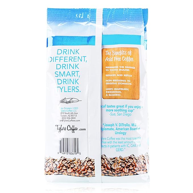 Tyler?™s Acid Free Organic Ground Coffee - 100% Arabica Full Flavor - Whole Bean and Caffeinated