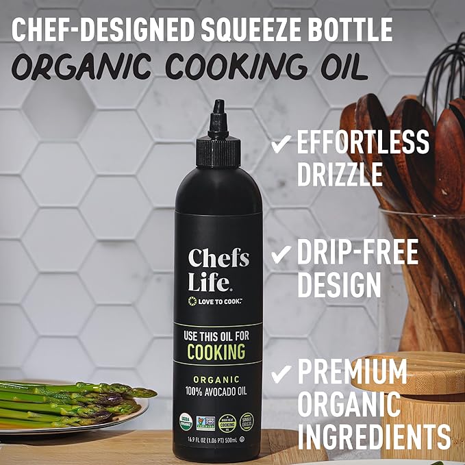 Chefs Life Organic Avocado Oil - Organic Avocado Oil For Cooking, Avocado Oil Organic for Dressing