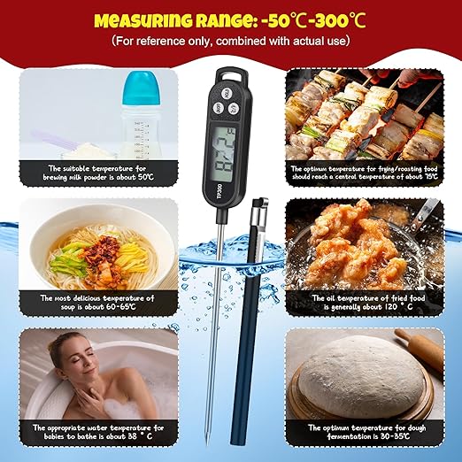 12 Pcs Instant Read Meat Thermometer with Long Probe 9.65 Inch Kitchen Cooking Food Candy