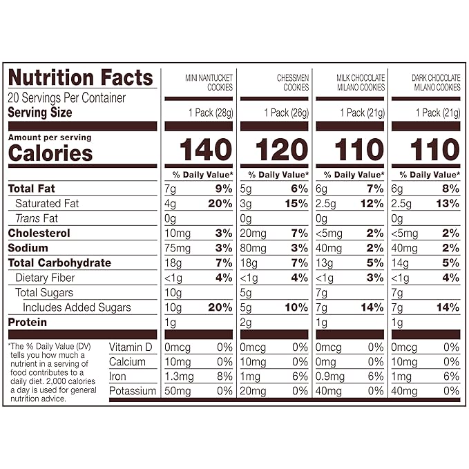 Pepperidge Farm Cookies Variety Pack, Snack Packs, 20 Pk