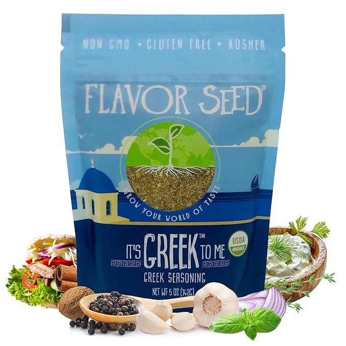 Flavor Seed It's Greek To Me, Organic Greek Seasoning Blend, Gyro & Tzatziki Seasoning, Kebab