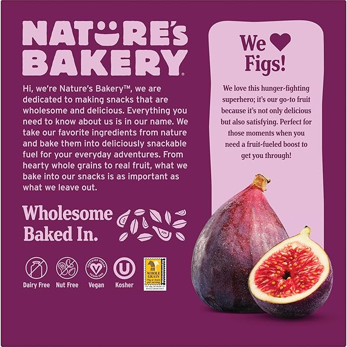 Nature?™s Bakery Whole Wheat Fig Bars, Original Fig, Real Fruit, Vegan, Non-GMO, Snack bar, 6 boxes