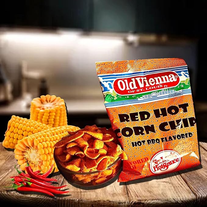 Old Vienna of St. Louis Red Hot Corn Chips 8oz Bags (4 Pack) Snack Box by TranadaCo