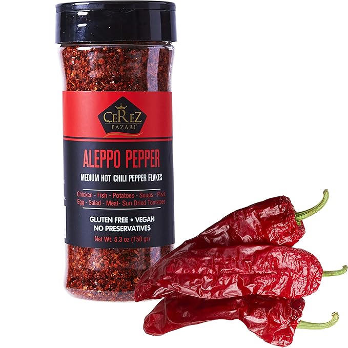 Cerez Pazari Aleppo Pepper Moderate Heat 150 gr | Crushed Turkish Red Chili Pepper-Aleppo Chili