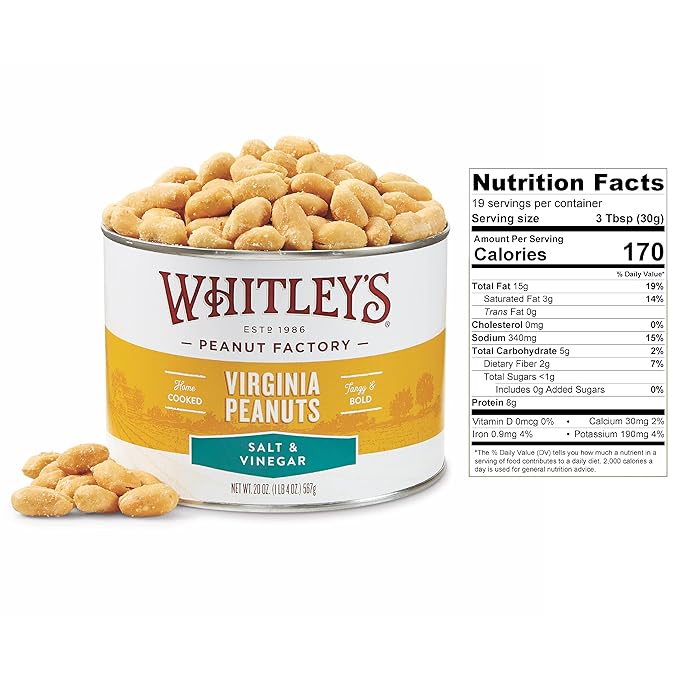 Whitley?셲 Salt & Vinegar Virginia Peanuts ??Super Extra Large 'Home Cooked' Virginia Peanuts (20