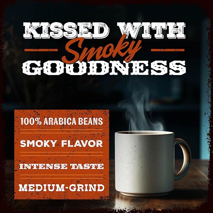 Rufus Teague Pitmaster Blend Ground Coffee, Gourmet Fresh Dark Roasted Coffee, Smoke Roasted Java