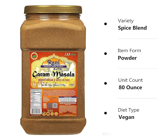 Rani Garam Masala Indian 11-Spice Blend 80oz (5lbs) 2.27kg Bulk PET Jar ~ All Natural, Salt-Free |