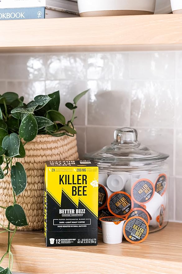 Better Buzz Killer Bee Super Caffeinated Dark Roast Light Roast Blend 12ct., California Solar
