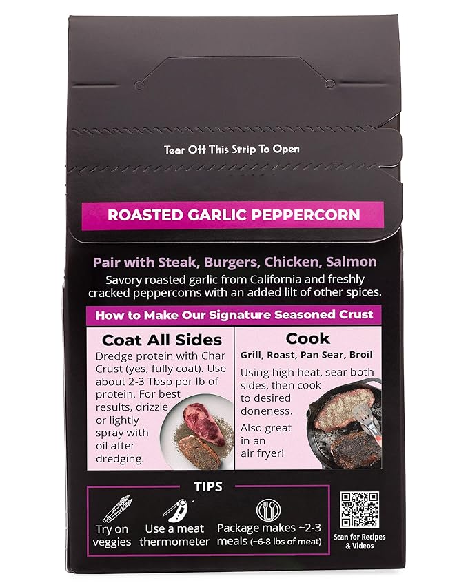 Char Crust Dry-Rub Seasonings Roasted Garlic Peppercorn | All-in-one seasonings | Perfect for