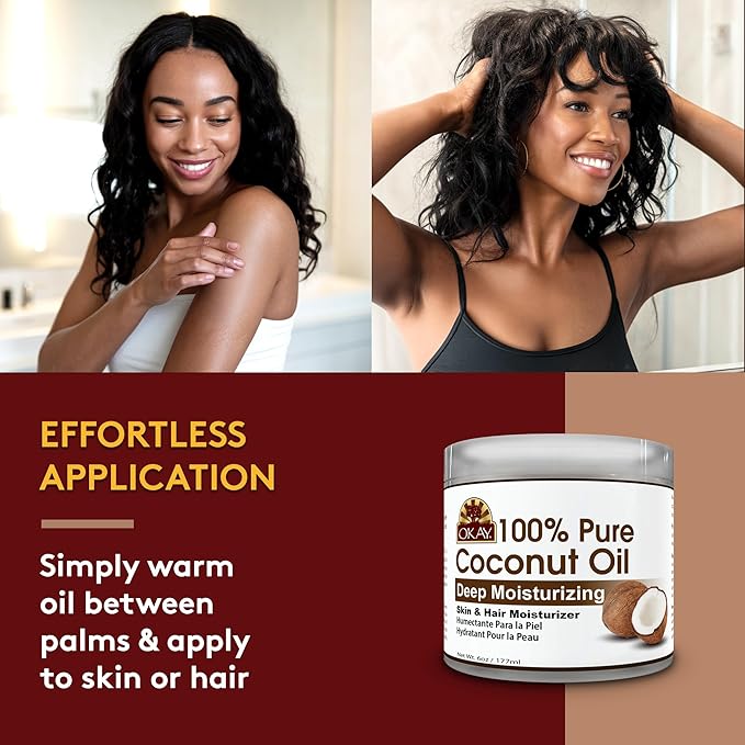 Okay 100% Pure Coconut Oil for Hair & Skin - Coconut Oil for Women & Men, Perfect for Hair & body