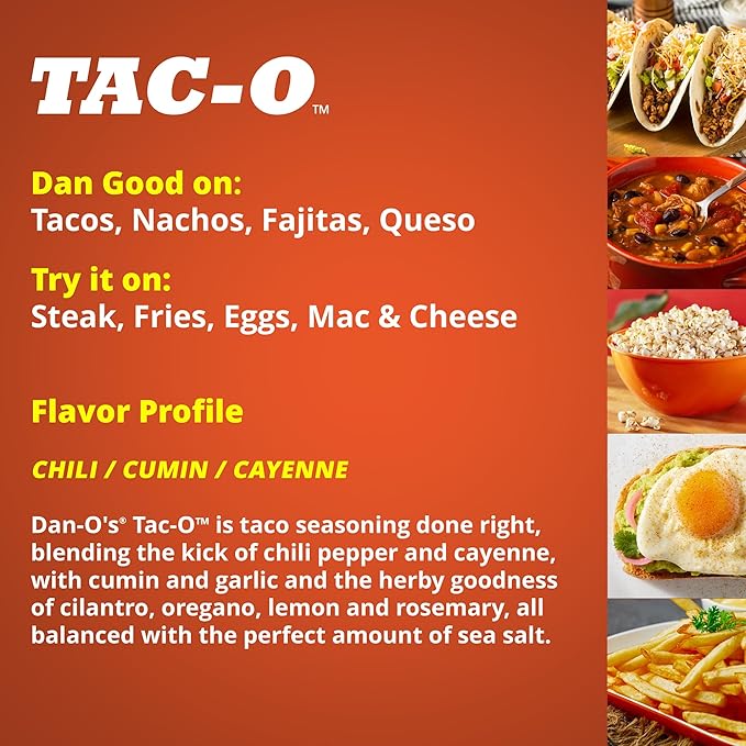 Dan-O's Tac-O Seasoning, 8.9 oz Bottle, All Purpose Taco Seasoning for Tacos, Quesadillas, Ground