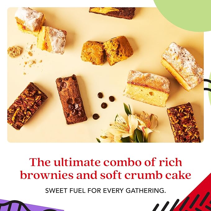 David's Cookies Assorted Brownies & Crumb Cake Gift Tin 3Lbs - Delicious, Fresh Baked Snacks