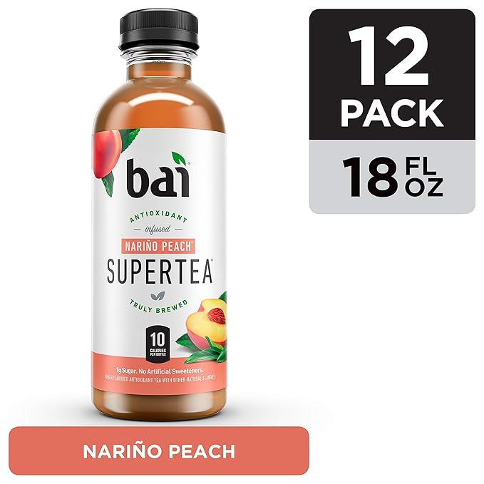 Bai Iced Tea, Narino Peach, Antioxidant Infused Supertea, Crafted with Real Tea (Black Tea, White