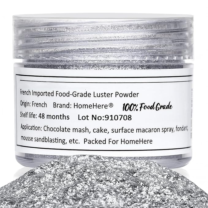HomeHere Edible Luster Dust Food-Grade Glimmer Powder Glitter for Cake Decorating 7g, Disco Diamond