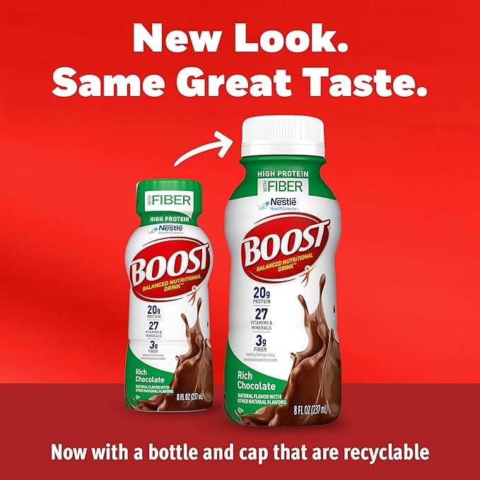 BOOST High Protein with Fiber Ready to Drink Complete Nutritional Drink, Rich Chocolate, 8 fl oz
