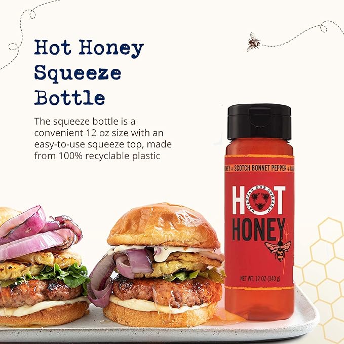 Savannah Bee Company Hot Honey Gluten Free and 100% Pure Honey Infused with Sweet Wildflower- Heat