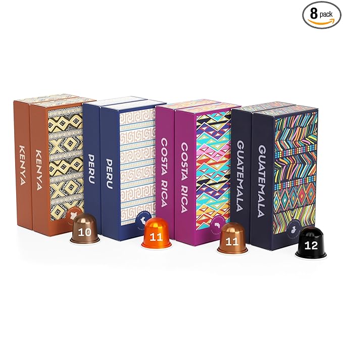 Atlas Coffee Club Espresso Pods Compatible with Nespresso Original– Extra Dark Roast Variety Pack