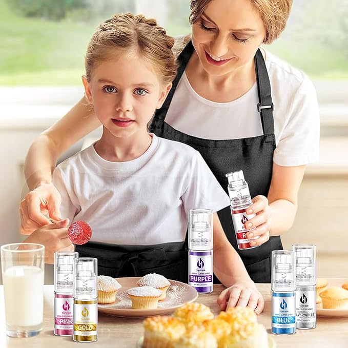 Edible Glitter Spray - 8 Colors Herbeklab Cake Glitter Spray Food Grade Metallic Shimmer Powder