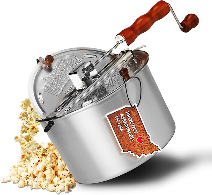 Original Whirley Pop Popcorn Maker - 6 Quart Stovetop Popcorn Popper With Four Popping Kits
