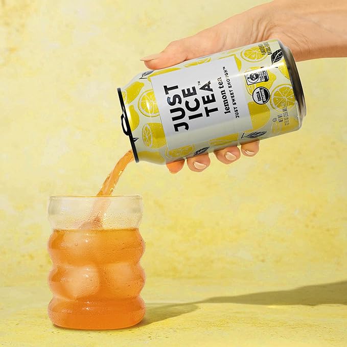 Just Ice Tea, Lemon Flavored Black Iced Tea, 24-Pack (12oz Cans), USDA Certified Organic, Real