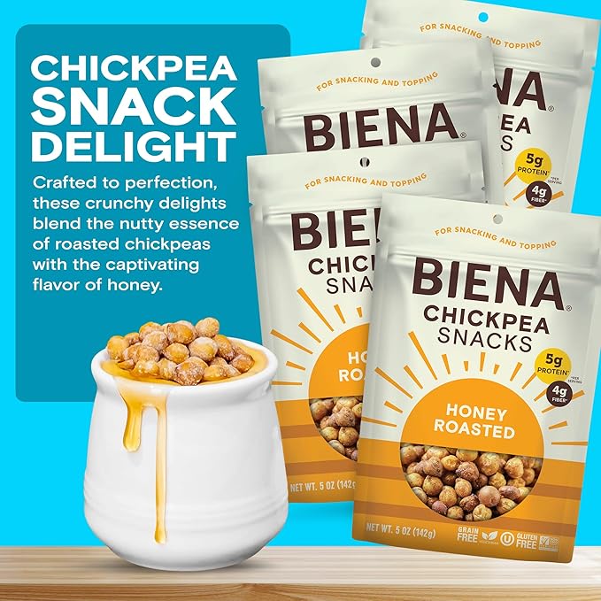 BIENA Chickpea Snacks - Crunchy Roasted Chickpeas - High Fiber Protein Snacks for Adults and Kids