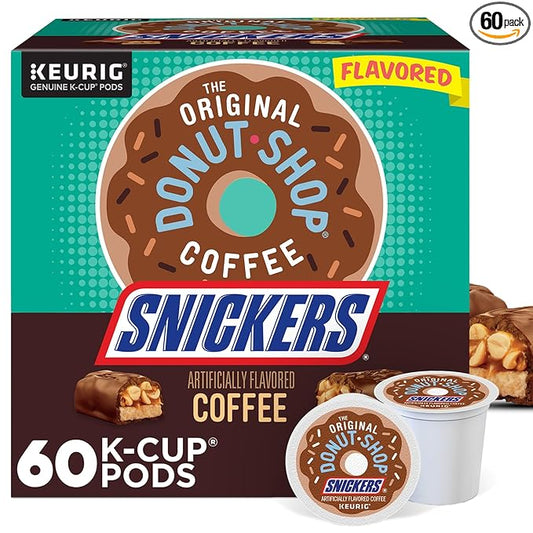 The Original Donut Shop Snickers Coffee, Keurig Single Serve K-Cup Pods, Flavored Coffee, 60 Count