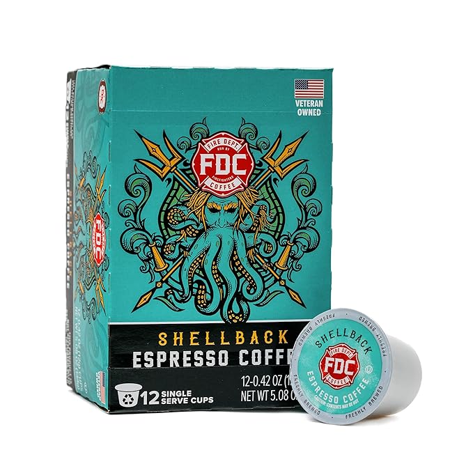 Fire Department Coffee - Gives Back to Firefighters - Bold & Smooth Shellback Espresso Coffee Pods