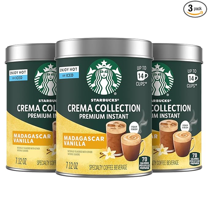 Starbucks Crema Collection Premium Instant Madagascar Vanilla Flavored Instant Coffee, 100% Arabica