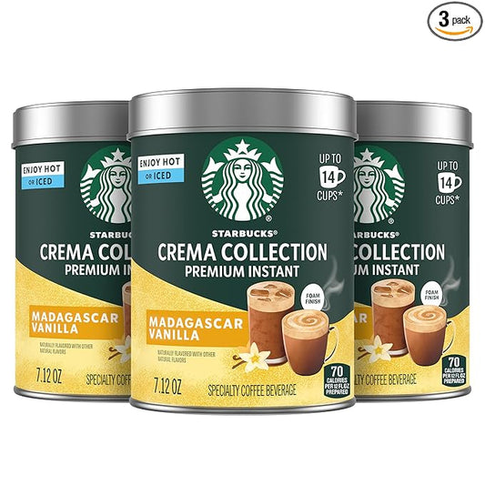 Starbucks Crema Collection Premium Instant Madagascar Vanilla Flavored Instant Coffee, 100% Arabica