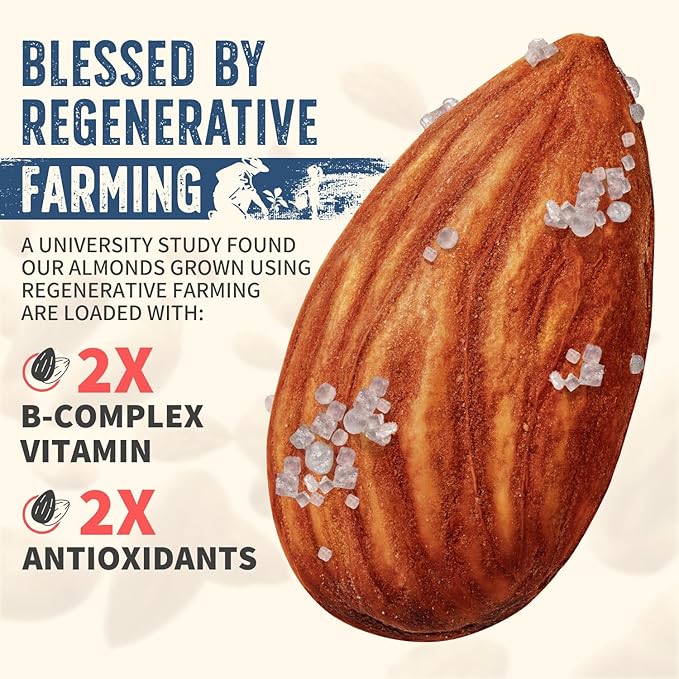 Burroughs Family Farms 3 lb Roasted Salted Almonds – USDA Organic, First Regenerative Organic