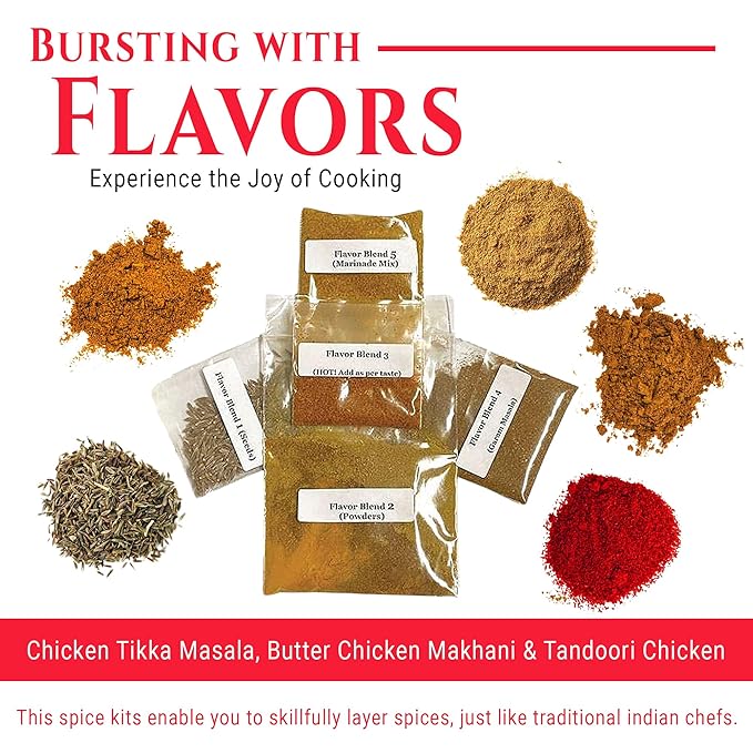 Tikka Masala, Butter Chicken Makhani, Tandoori Chicken Indian food spice kits by Flavor Temptations