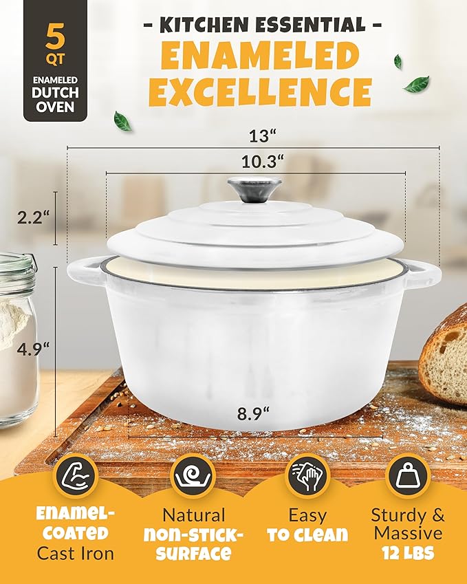 Dutch Oven for Bread Baking - incl. Sourdough Bread-Baking Supplies like Banneton Bread-Proofing
