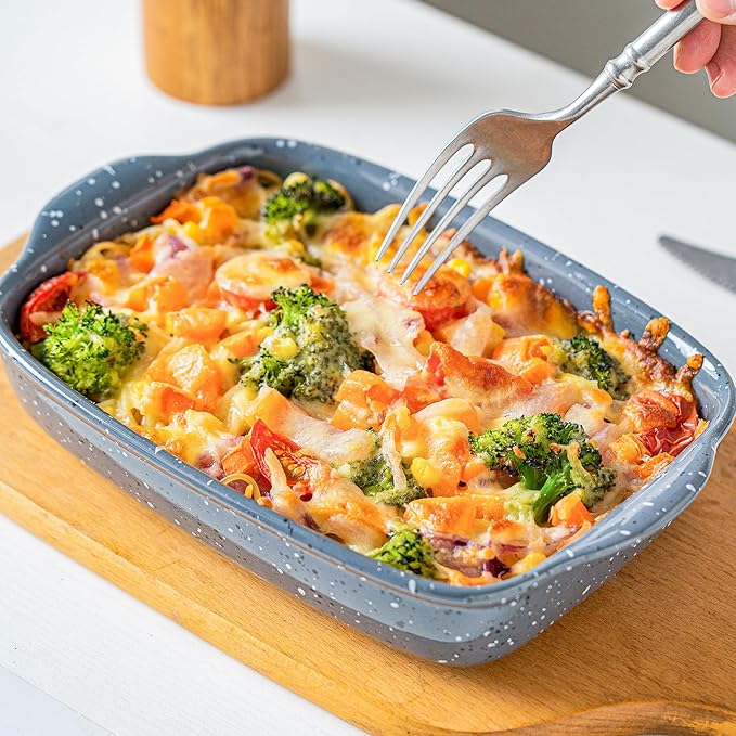 Ceramic Bakeware Dish Set of 3, Rectangular Baking Casserole for Oven,High Heat Resistant,Lasagna