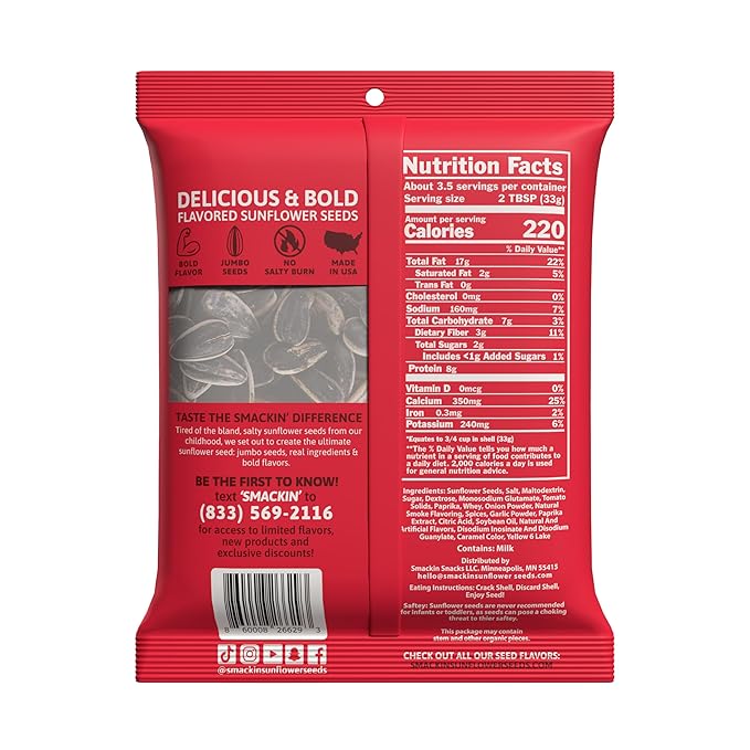 SMACKIN' - Jumbo Roasted Sunflower Seeds, No Salty Burn, American Made, Easy Pour & Seal - Backyard