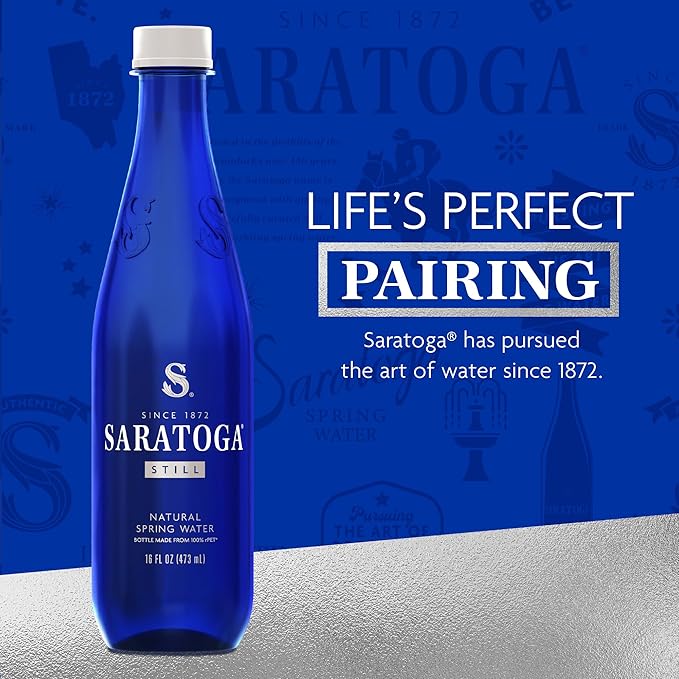 Saratoga Spring Water Bottles, 6 Pack - Still Bottled Water with Naturally Occurring Minerals