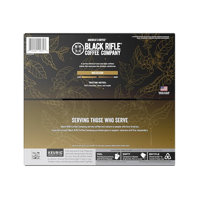 Black Rifle Coffee Company Medium Roast K Cups - Single Serve K Cups Coffee Pods - Kcup Pods