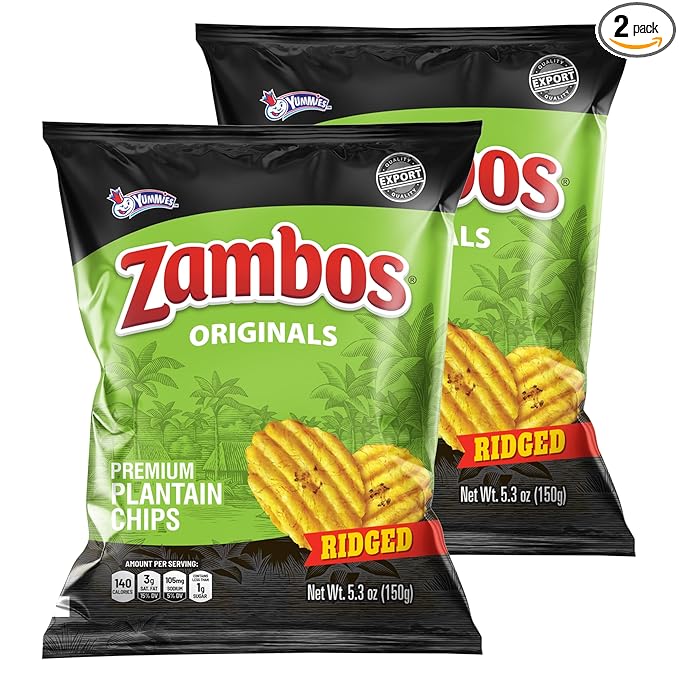 Zambos Plantain Chips Original, Ridged (Pack of 2)