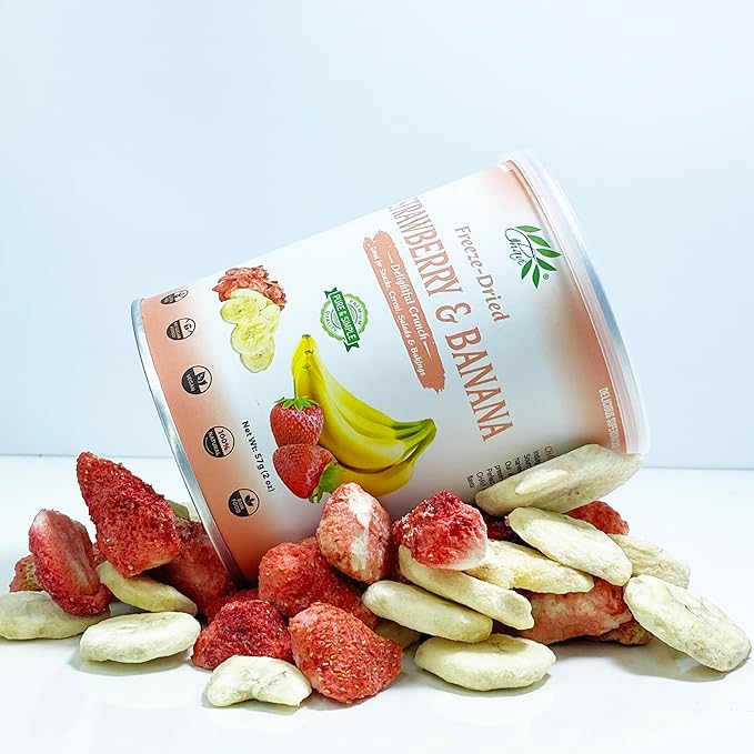 CHAVI Freeze-Dried Strawberry Banana - Pack of 2 x 2 oz - Healthy 1 Ingredient Superfood - No Added