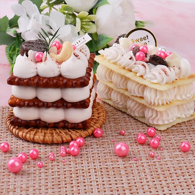 Pink Sprinkles for Cake Decorating, 6 Sizes Mix Edible Pearl Sugar Sprinkles for Baking Cupcake