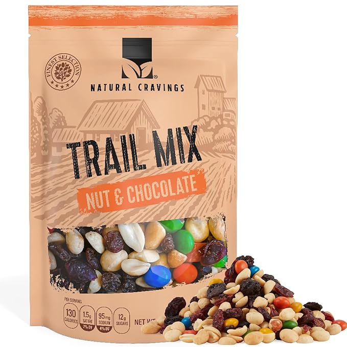 Natural Cravings 24oz Trail Mix Bulk Family Size Bag - Nuts & Chocolate Dried Fruit Mix & Nuts Mix