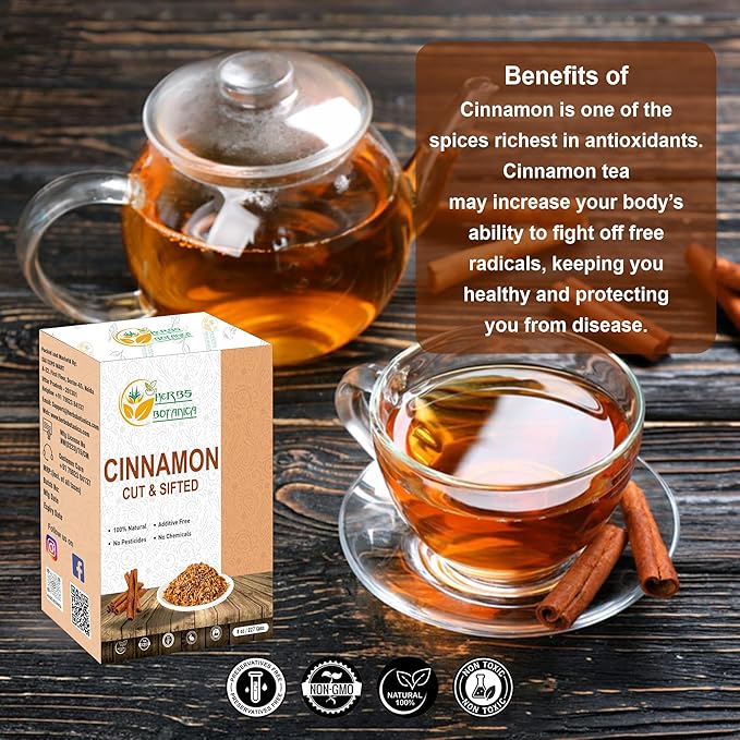 Herbs Botanica Cinnamon Bark Sticks Chips for Baking, Herbal Tea Rich Aroma and Great Flavour