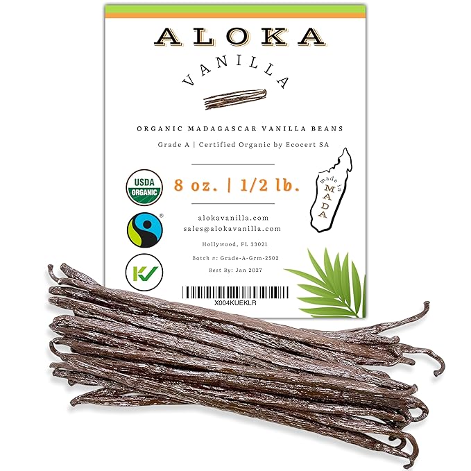 8oz (1/2 Pound) Count Organic Madagascar Vanilla Beans – Grade A Bourbon Pods | Gourmet Whole