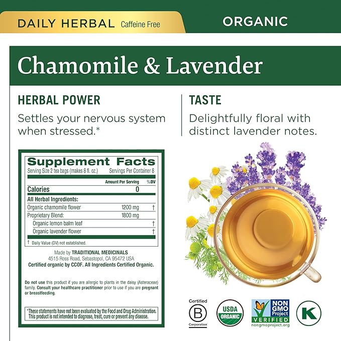 Traditional Medicinals Organic Herbal Tea Variety Pack for Stress and Sleep Support, 6 Flavors
