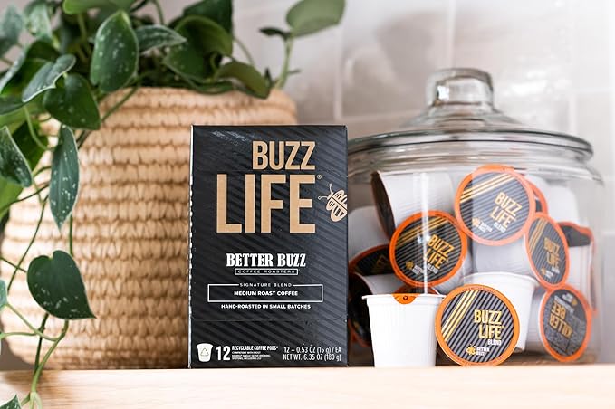 Better Buzz Life Blend (Buzz Life) Single Serve Coffee Pods Medium Roast, 12 Count (Pack of 1)